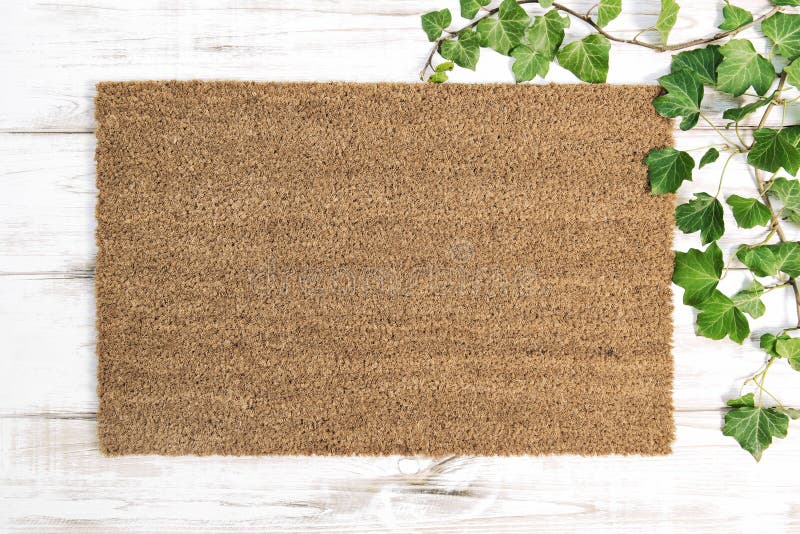 Coir Doormat Floral Sjabloon Mockup Wooden Background ...