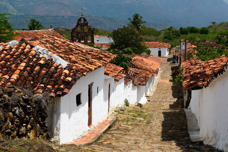 Colômbia, vila colonial de Guane imagem de stock Colômbia, vila colonial de Guane imagem de stock