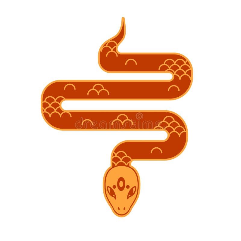 Cola de serpiente curva. cobra torcida y ondulada. diseño creativo chino con creativo de boa creativo ilustración del vector
