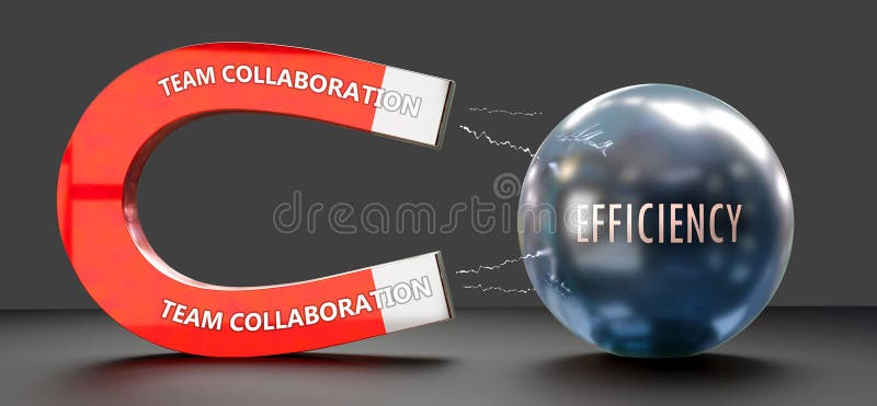Colaboración de equipo que atrae la eficiencia. poder de la colaboración en equipo stock de ilustración