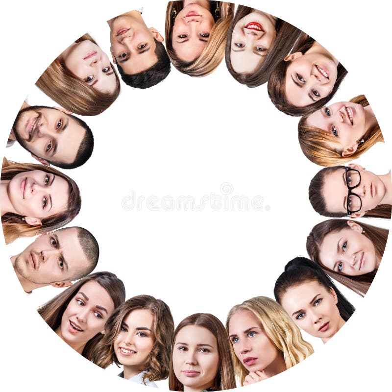Colagem de povos diferentes no círculo imagens de stock Colagem de povos diferentes no círculo imagens de stock