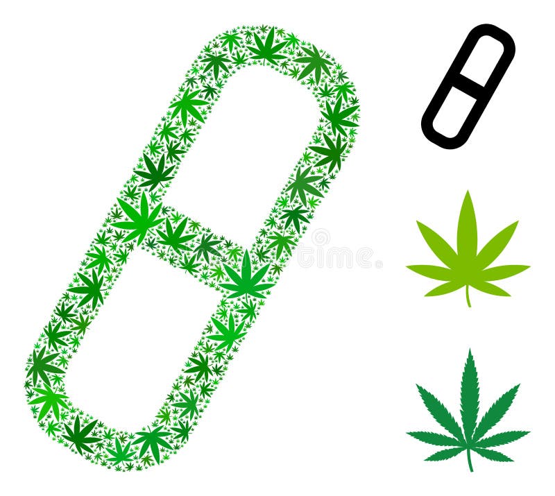 Colagem do comprimido do cannabis ilustração do vetor Colagem do comprimido do cannabis ilustração do vetor