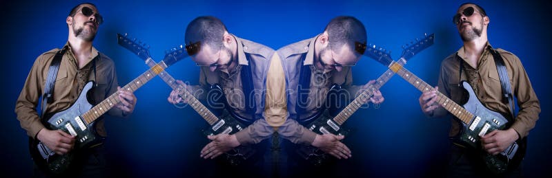 Colagem do jogador de guitarra da rocha foto de stock royalty free Colagem do jogador de guitarra da rocha foto de stock royalty free