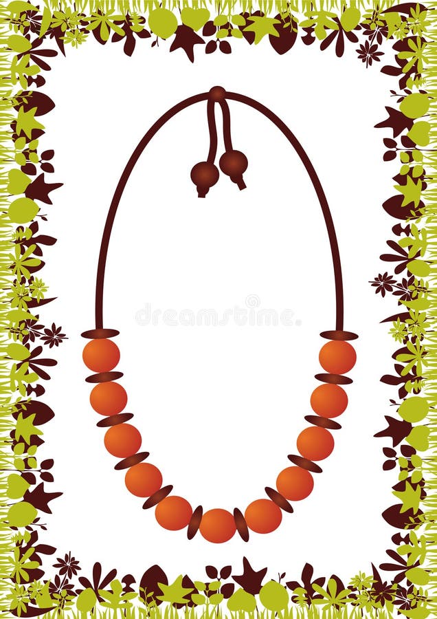 Ethnic necklace on jungle background. All elements are on separate layers and can be easily edited. Ethnic necklace on jungle background. All elements are on separate layers and can be easily edited.