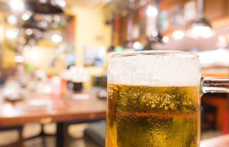 Cold Beer Jug in Izakaya Japanese Bar Stock Photo Image of closeup