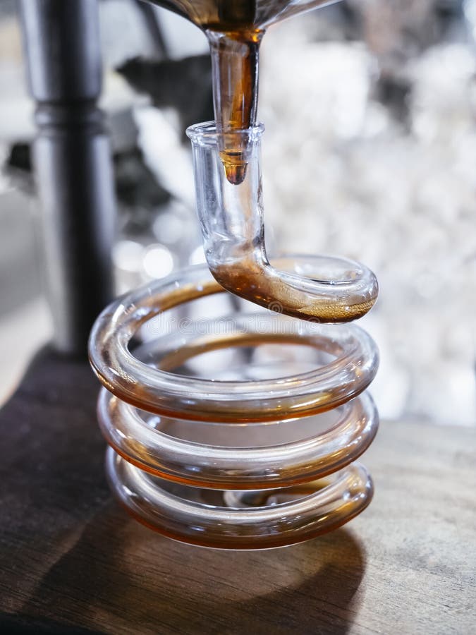 Cold Brew Coffee System Liquid in Process Syphon Bar Stock Photo