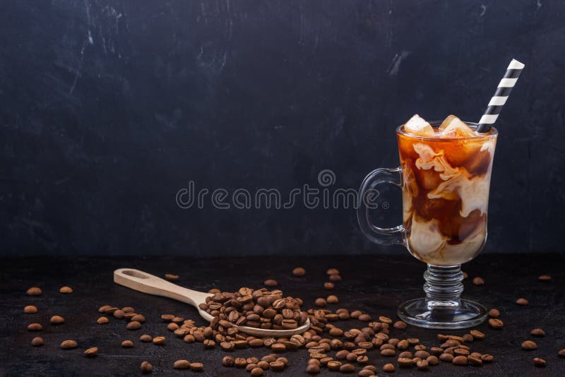 Cold Brewing Coffee with Cream in an Iced Glass Stock Photo Image of