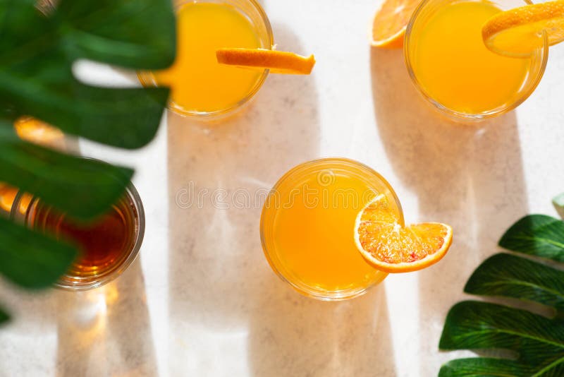 Cold Citrus Juice with Ice, Lemon and Orange Stock Photo Image of