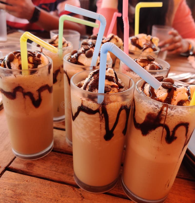 Cold coffee with chocolate stock image. Image of icing 182699167