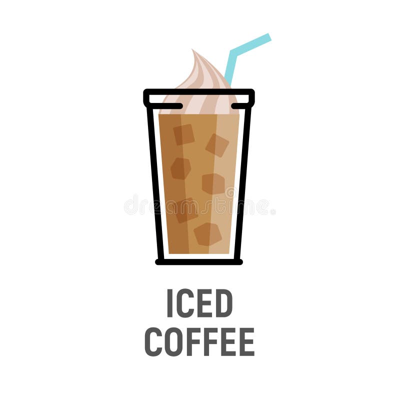 Cold coffee drink flat design icon. Iced coffee cup isolated.