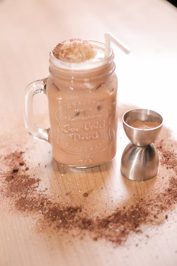 Cold Coffee with Vanilla Ice Cream on Table Stock Image Image of