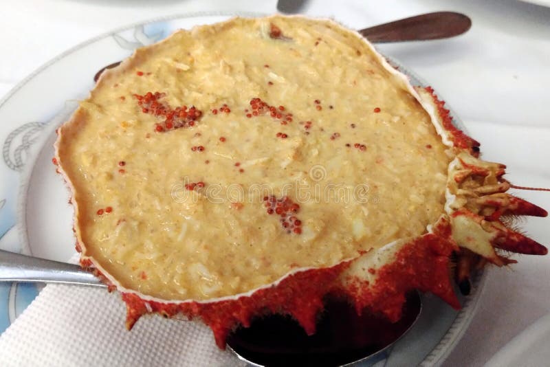Cold Crab Dip in a Shell, Appetizer, Lisbon, Portugal Stock Photo