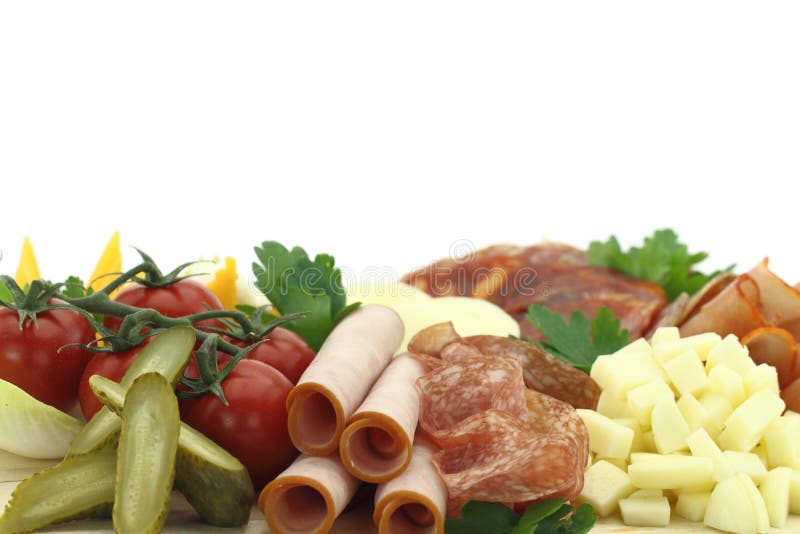 Cold Cuts. Meat, Cheese and Vegetables Stock Photo Image of cuisine, delicatessen 24453940