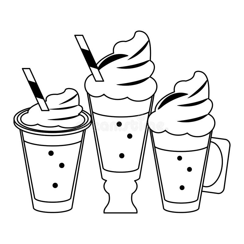 Milk shake and ice cream black and white • wall stickers black-and-white,  natural, glacé