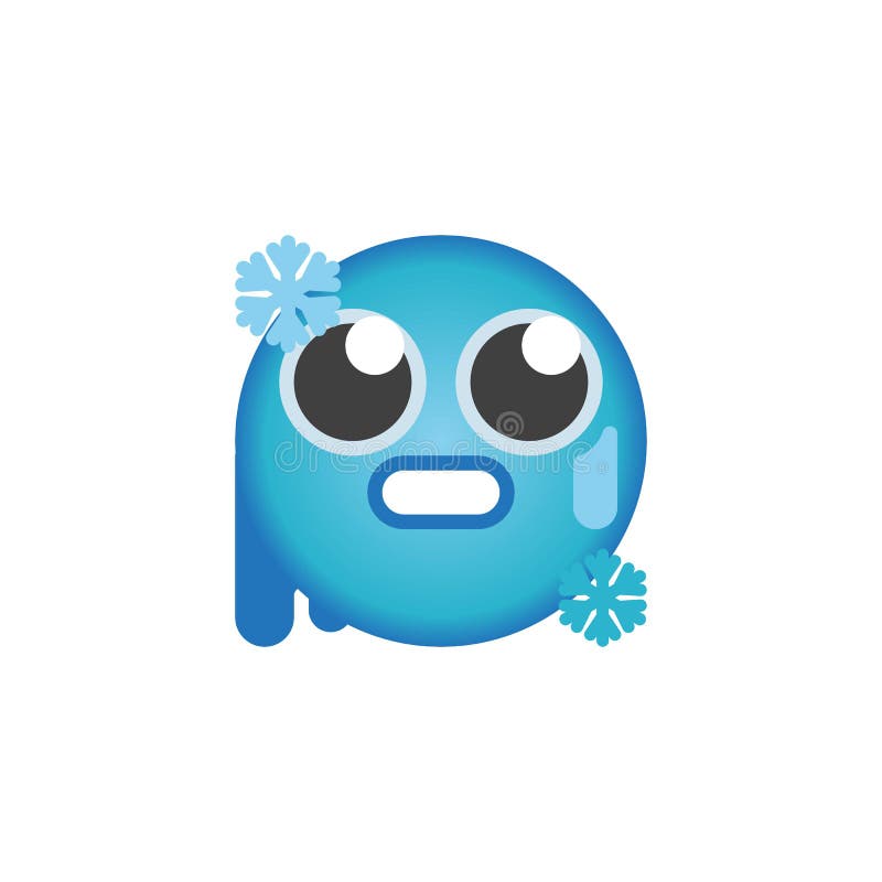 Cold freezing emoticon flat icon.