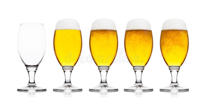 Cold Glasses of Lager Ale Beer with Foam Stock Image - Image of drink ...