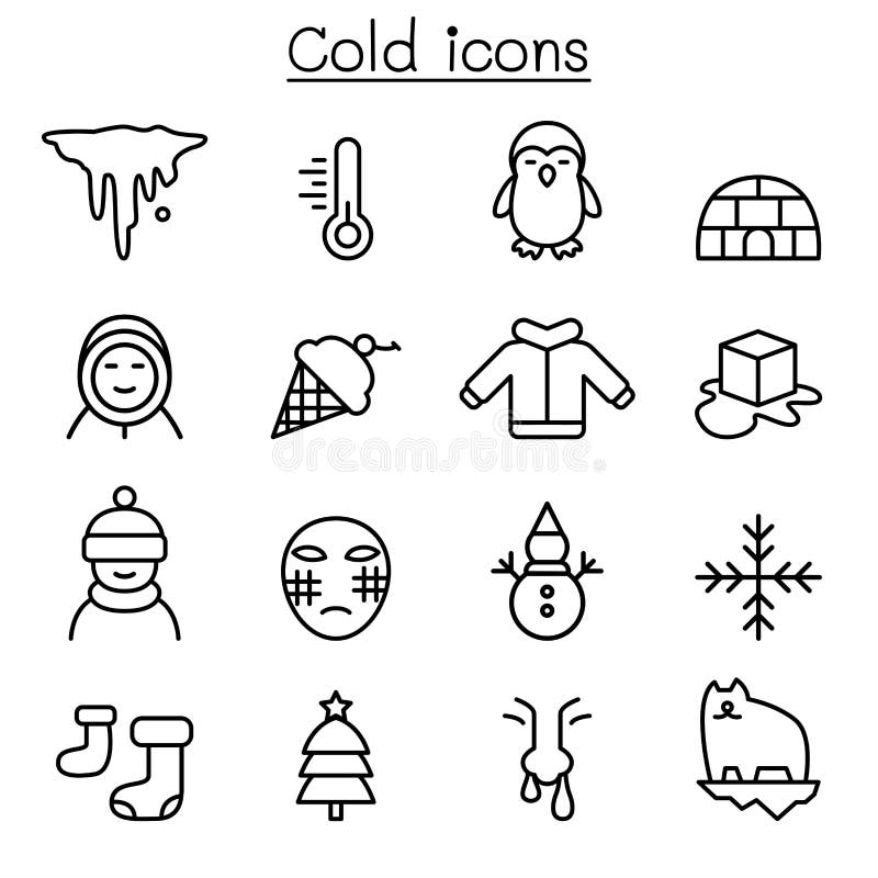 Cold icon set in thin line style vector illustration graphic design