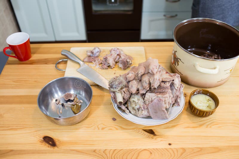 Cold jelly meat. stock image. Image of table, gelatin 36344105