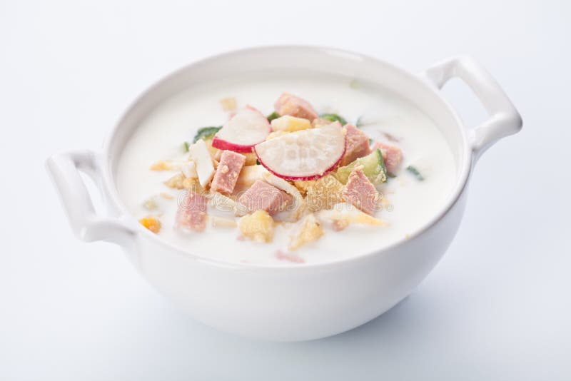 Cold kefir soup stock image. Image of healthy, yolk, sausage 20583019