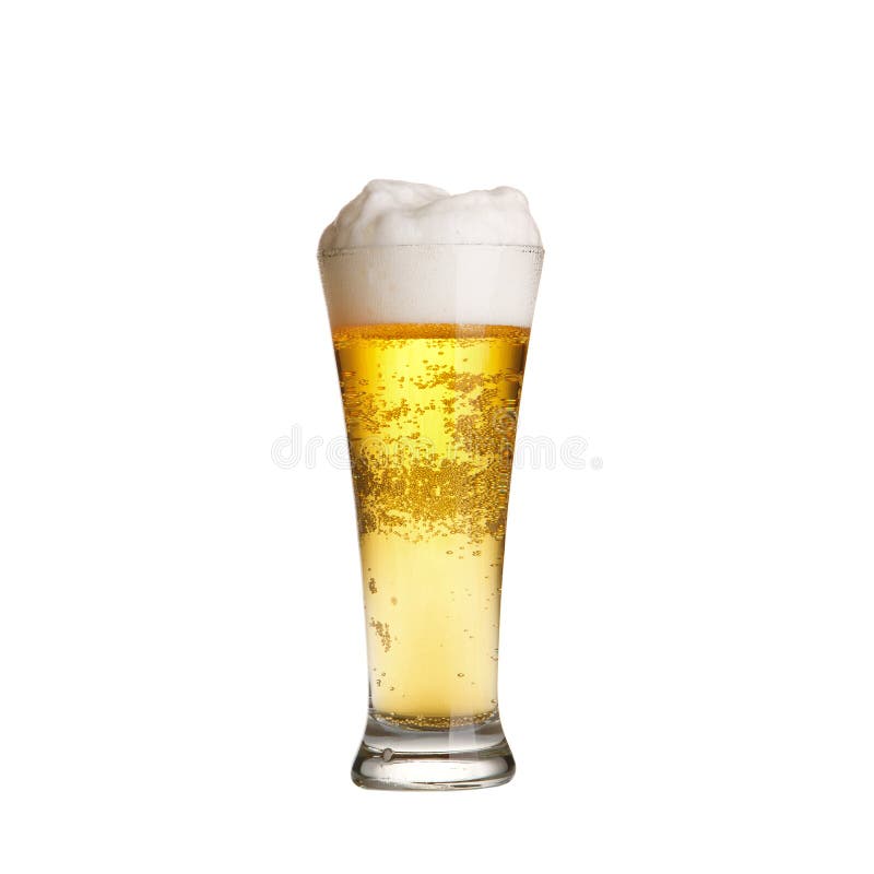 Cold Lager Beer in Glass on White Stock Image Image of reflection