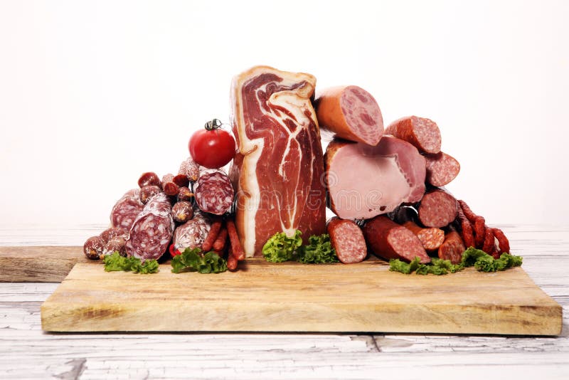 Cold Meat Assortment With Delicious Salami And Fresh Herbs Variety Of