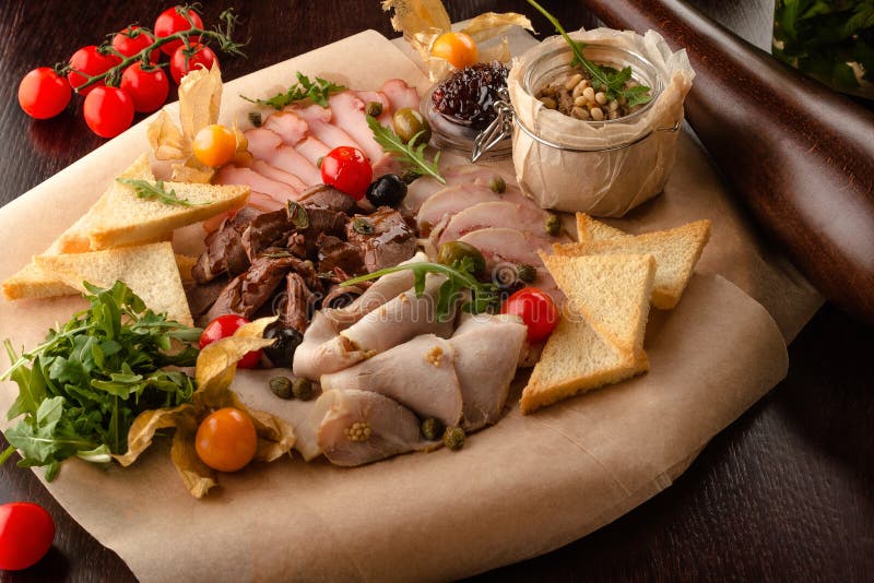 Cold Meat Plate Italian Snacks Food With Ham Prosciutto Salami Pork