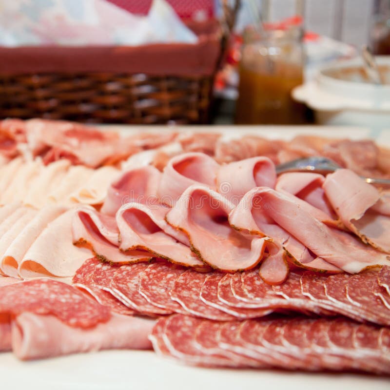 Cold Meat Platter on a Buffet Table Stock Image Image of closeup