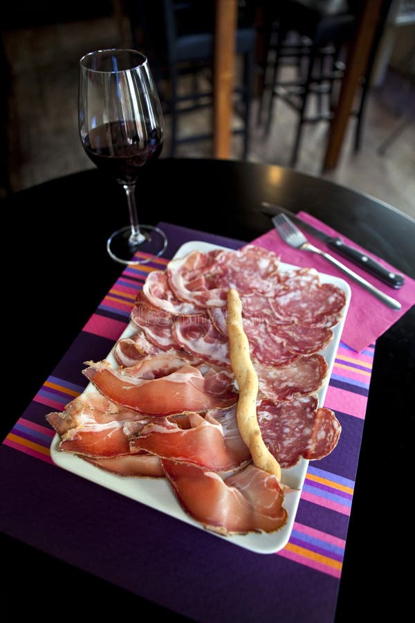 Cold meat and wine stock photo. Image of glass, restaurant 49135234
