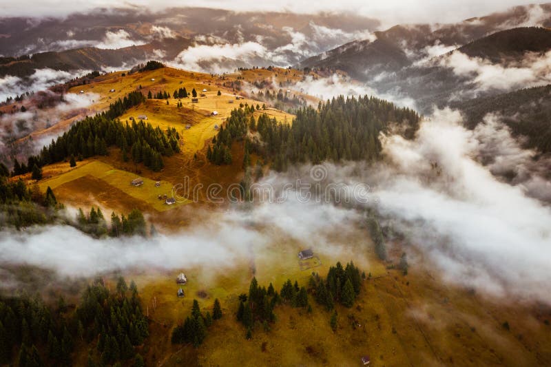 Cold and misty morning over Transylvania Romania. Autumn landscape from one of the most picturesque places in Romania stock photography Cold and misty morning over Transylvania Romania. Autumn landscape from one of the most picturesque places in Romania stock photography