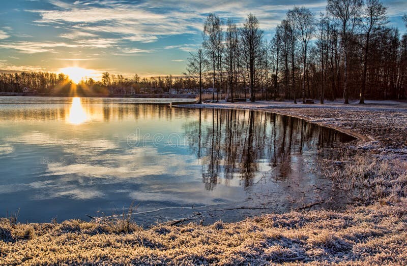 Morning by the Lake Vanern in Karlstad Sweden Stock Photo Image of