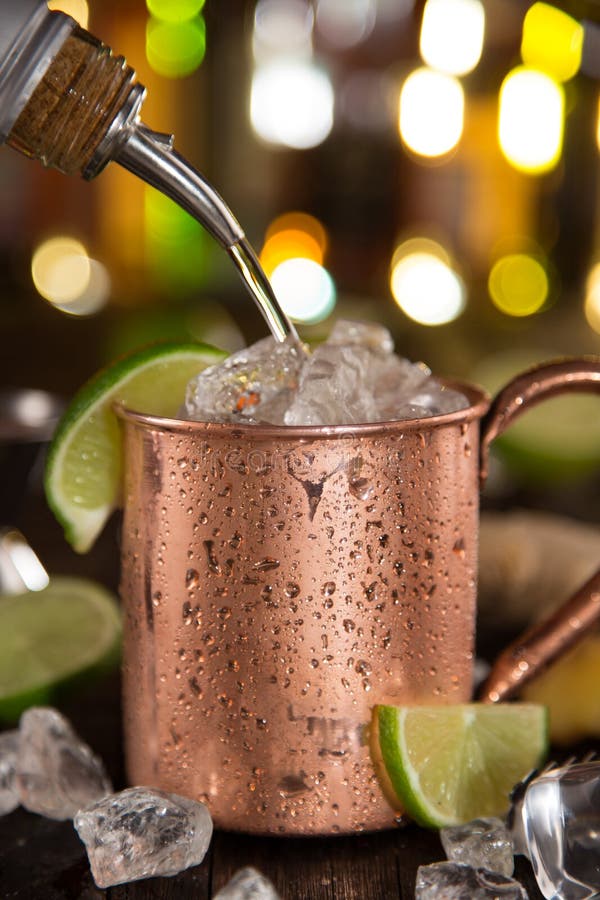 Cold Moscow Mule Ginger Beer, Lime and Vodka Stock Image Image of leaf, sparkle 55458821