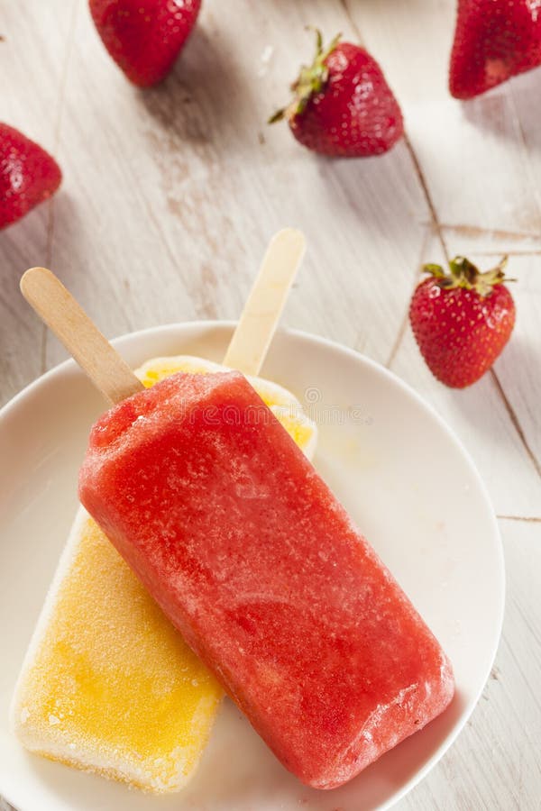 Cold Organic Frozen Strawberry Fruit Popsicle Stock Image Image of berry, iced 31715709