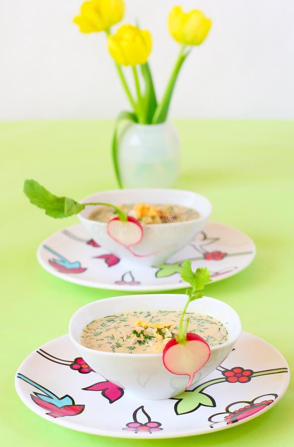 Cold soup with vegetables and meat