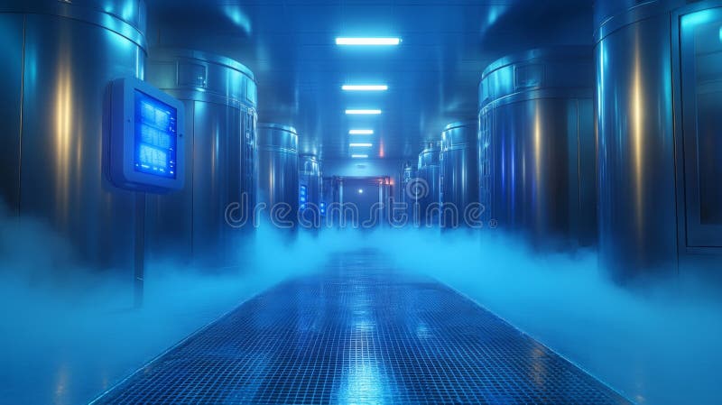 Cold Storage Facility With Advanced Refrigeration for Perishable Goods and Pharmaceuticals in a Controlled Environment stock photography
