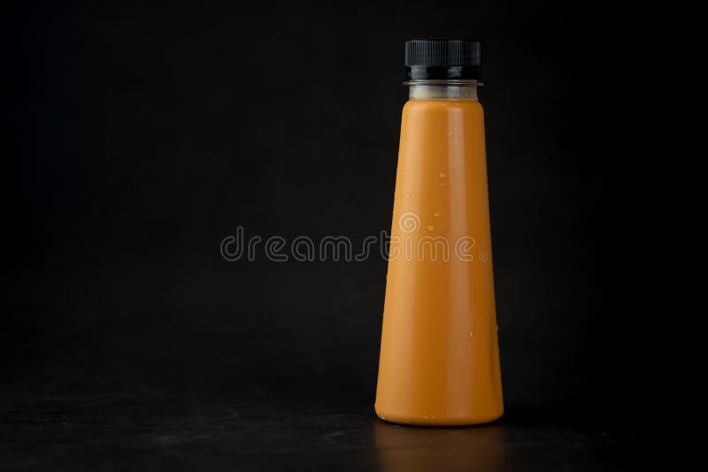 Cold Thai Milk Tea in a Glass Bottle Stock Image Image of restaurant
