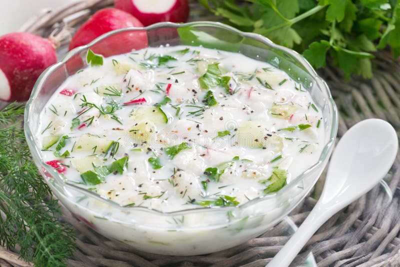 Cold Vegetable Soup with Kefir, Top View Stock Photo Image of green