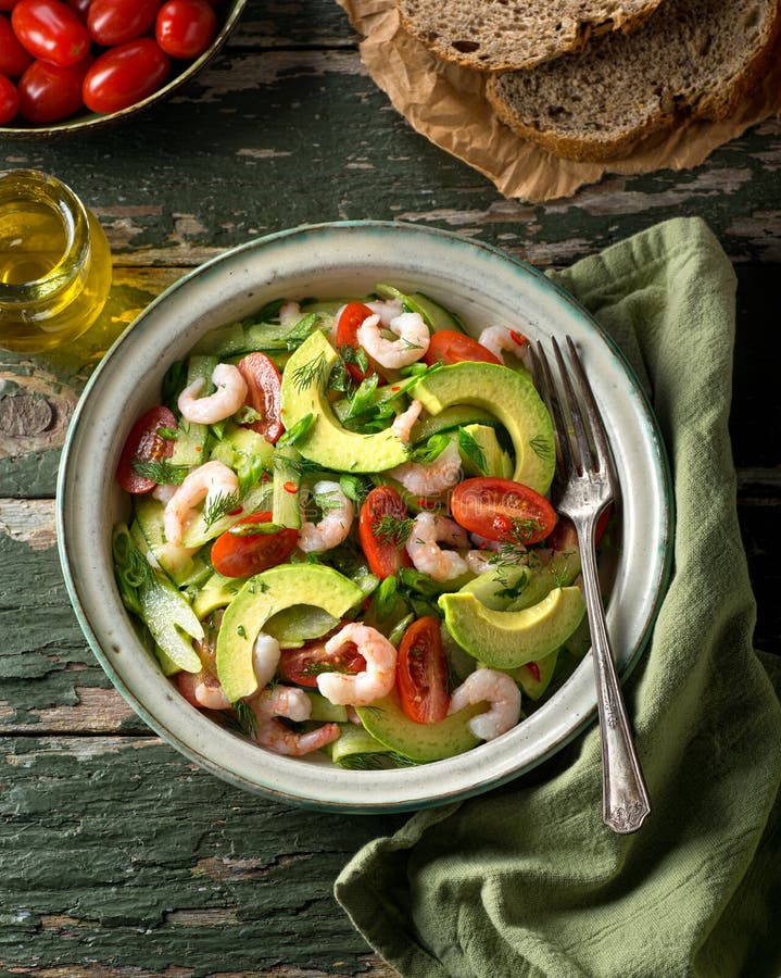 Shrimp and Avocado Salad stock photo. Image of nourishing - 8517560