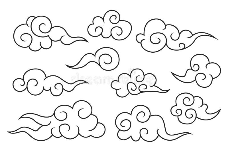 Modelo De Ilustração Do Vetor De Logotipo Das Nuvens Chinesas. Ilustração  Stock - Ilustração de jogo, etiqueta: 226435584