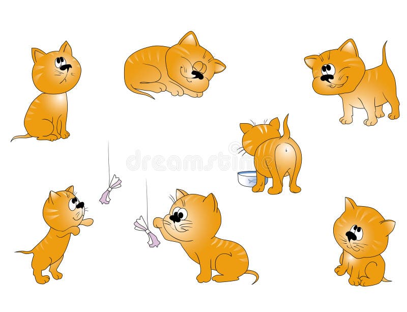 Jogo De Gatos Dos Desenhos Animados Coleção De Gatos Vermelhos Bonitos  Animais De Estimação Com Emoções Jogando Animais Ilustraçã Ilustração do  Vetor - Ilustração de divertimento, saltar: 117799425