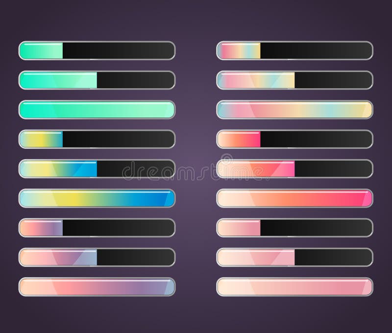 Botões coloridos simples brilhantes definidos para jogos para celular e web