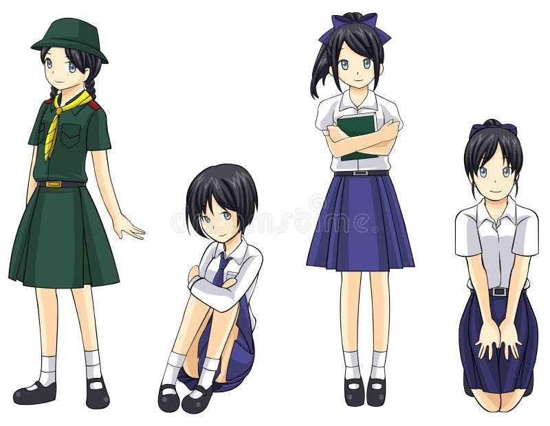 Personagem de comprimento total para romance visual do jogo. garota de  mangá de anime, personagem de desenho animado em estilo japonês. menina da  escola em um terno de marinheiro, saia azul