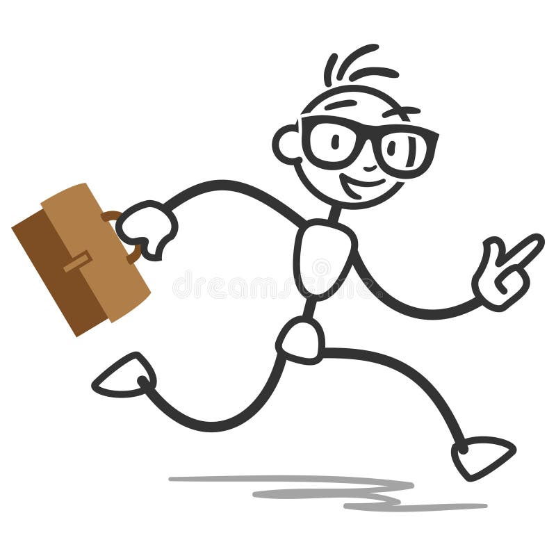 Vector stick figure illustration: Busy stick man running with briefcase. Vector stick figure illustration: Busy stick man running with briefcase.