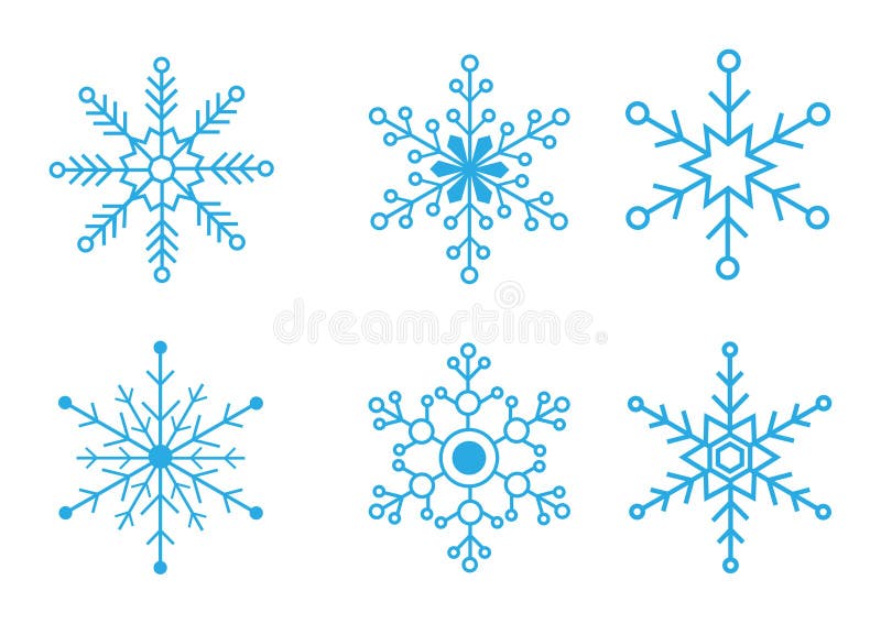 Muestras De Los Copos De Nieve Fijadas Iconos Azules Del Copo De Nieve  Aislados En El Fondo Blanco Siluetas De La Escama De La Ni Ilustración del  Vector - Ilustración de snowflake
