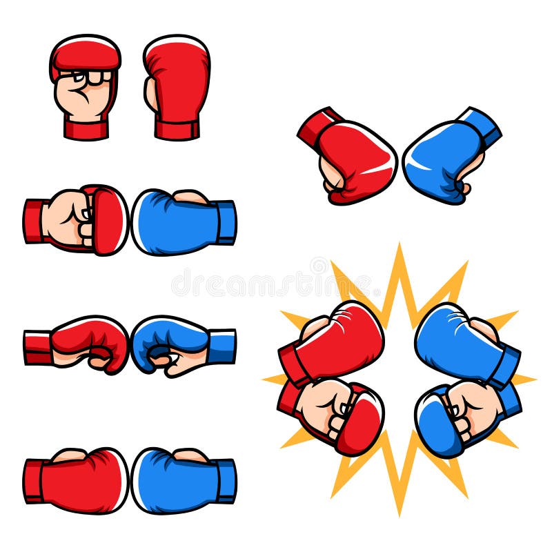 Colección De Dibujos Animados De Guantes De Medio Dedo De Artes Marciales  Ilustración del Vector - Ilustración de azul, boxeador: 196860185