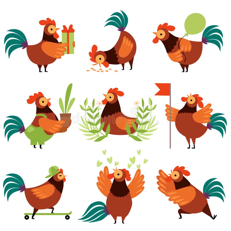 Colección De Gallos Coloridos En Diversas Situaciones, Ejemplo Del Vector De Los Personajes De Dibujos Animados De Los Gallos De Ilustración del Vector - Ilustración de amor, béisbol: 148303399 Colección De Gallos Coloridos En Diversas Situaciones, Ejemplo Del Vector De Los Personajes De Dibujos Animados De Los Gallos De Ilustración del Vector - Ilustración de amor, béisbol: 148303399