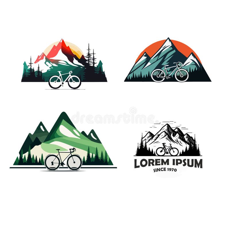 Colección De Logotipos De Bicicletas De Montaña Sobre El Fondo De