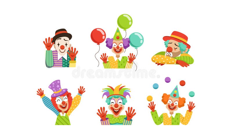 Colección De Payasos, Alegres Personajes De Dibujos Animados En Circo Con Caras Divertidas, Elemento De Diseño De Fiesta De Cumpl Ilustración del Vector - Ilustración de avatar, divertido: 171769765 Colección De Payasos, Alegres Personajes De Dibujos Animados En Circo Con Caras Divertidas, Elemento De Diseño De Fiesta De Cumpl Ilustración del Vector - Ilustración de avatar, divertido: 171769765