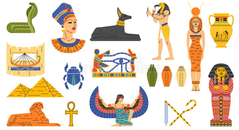 Colección antigua de egipto stock de ilustración