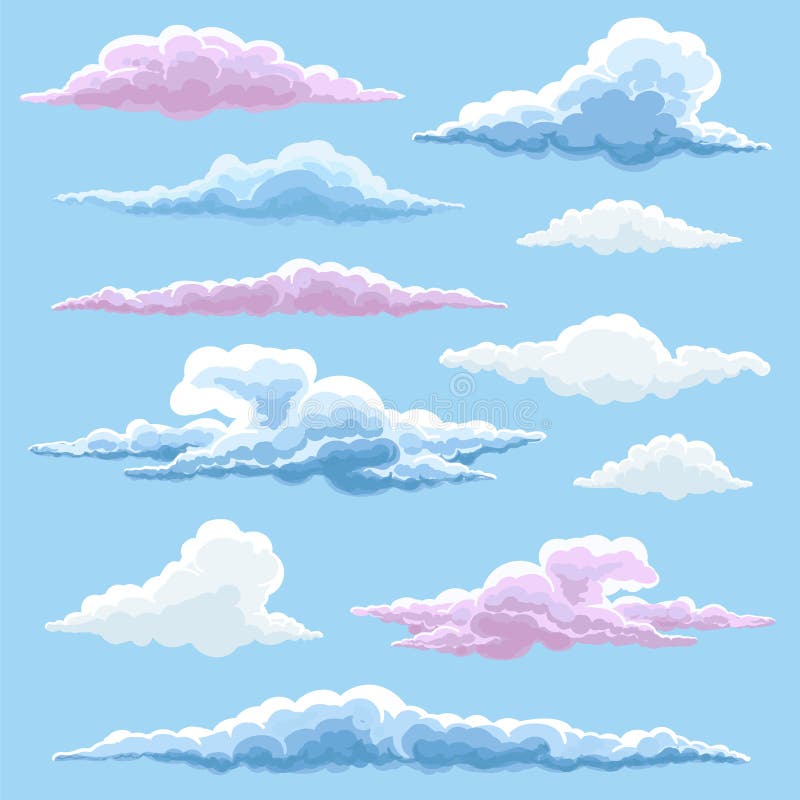 Colección azul y rosada blanca de las nubes libre illustration Colección azul y rosada blanca de las nubes libre illustration