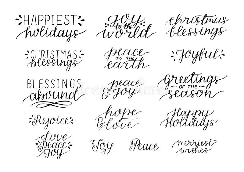 Colección con la mano de la Navidad de 16 días de fiesta que pone letras a citas ilustración del vector Colección con la mano de la Navidad de 16 días de fiesta que pone letras a citas ilustración del vector